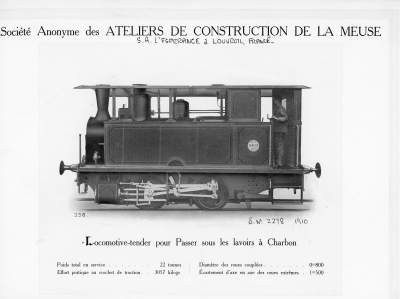 <b>Locomotive-tender pour passer sous les lavoirs à Charbon</b>